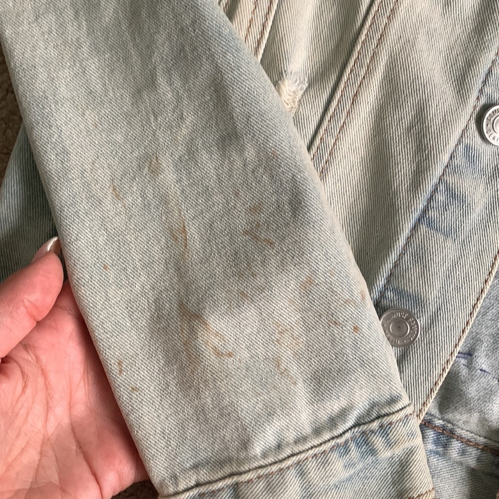 Denim Jacket With Beaded Skull Patch - image 5